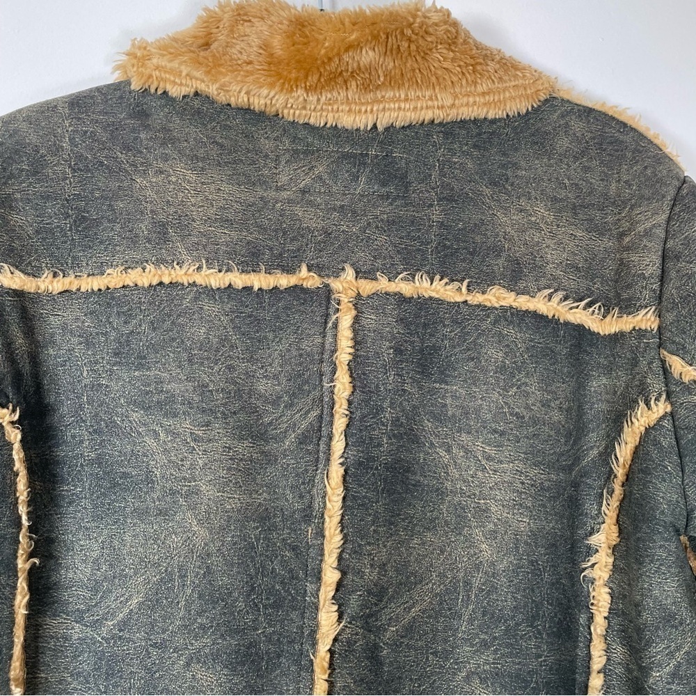 Vintage Y2K Size L/G Long Aviator Faux Fur Afghan Coat 70s Hippie Boho Grunge - Picture 8 of 16